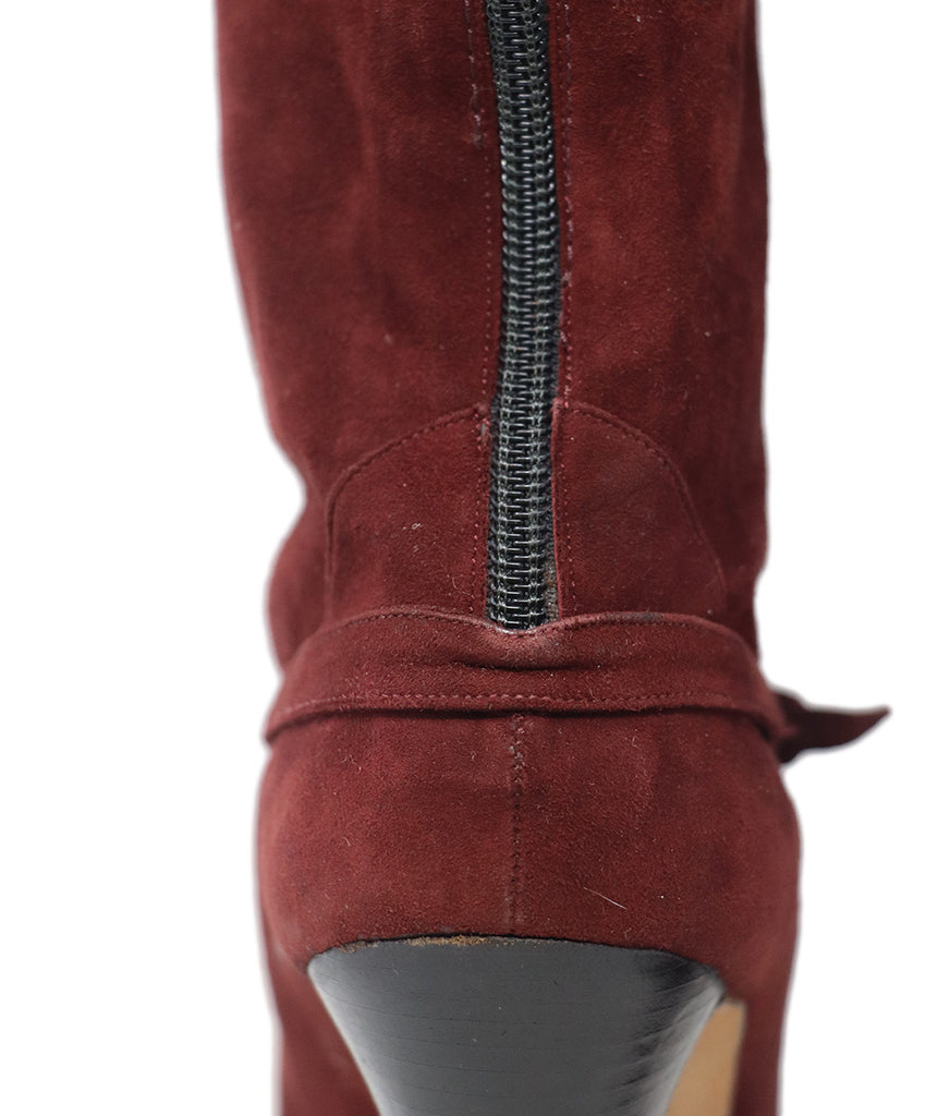 Manolo Blahnik Burgundy Suede Boots 6