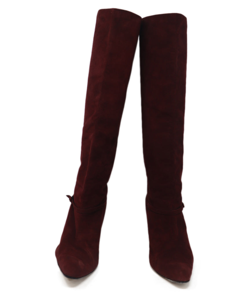 Manolo Blahnik Burgundy Suede Boots 3