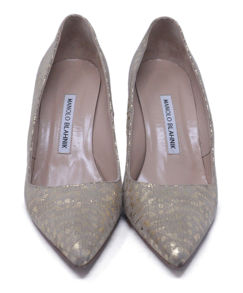 Manolo Blahnik Gold Suede Heels 3