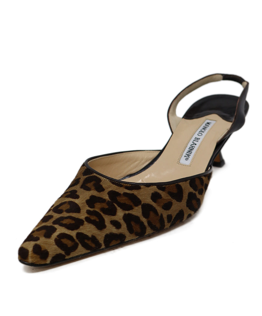 Manolo Blahnik Leopard Fur Slingbacks 