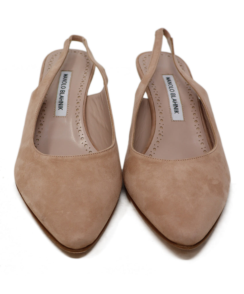 Manolo Blahnik Neutral Suede Slingbacks 3