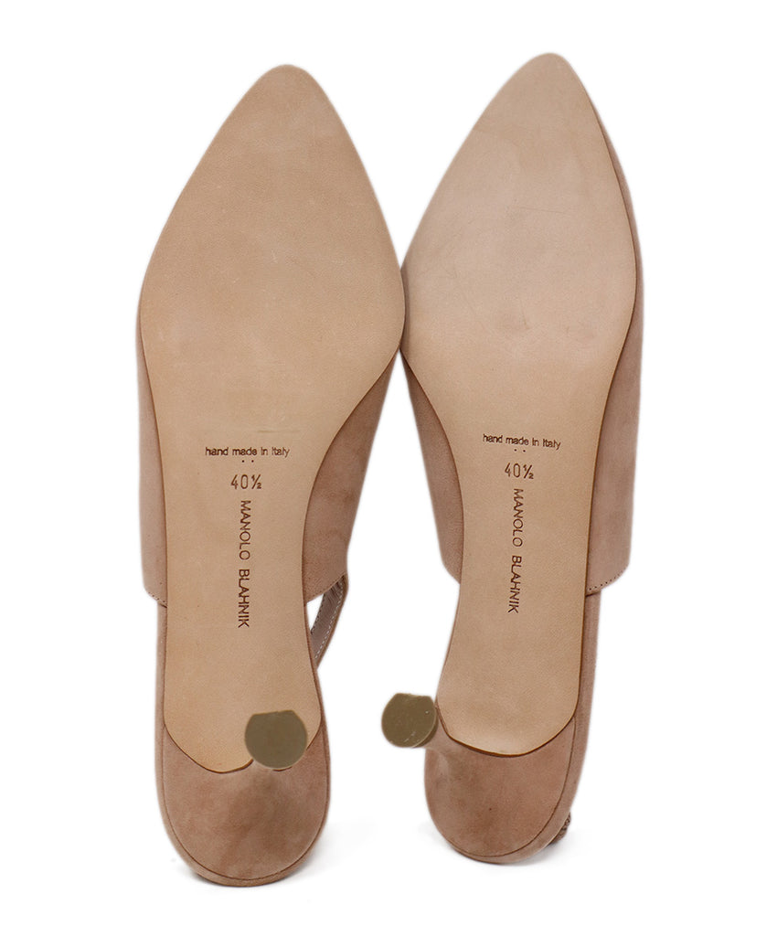 Manolo Blahnik Neutral Suede Slingbacks 4