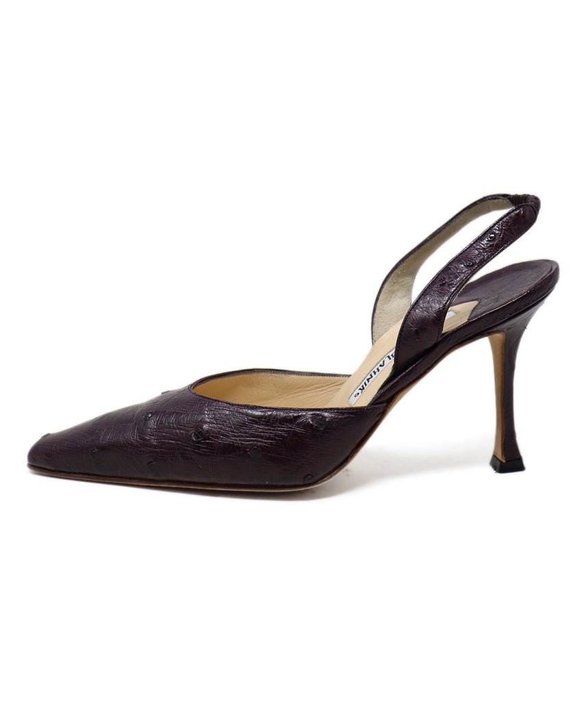 Manolo Blahnik Purple Ostrich Leather Slingbacks 1