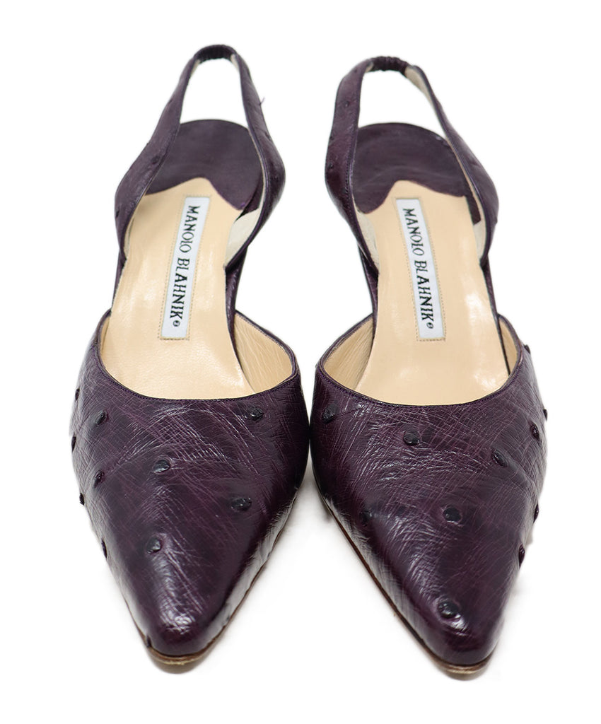 Manolo Blahnik Purple Ostrich Leather Slingbacks 3