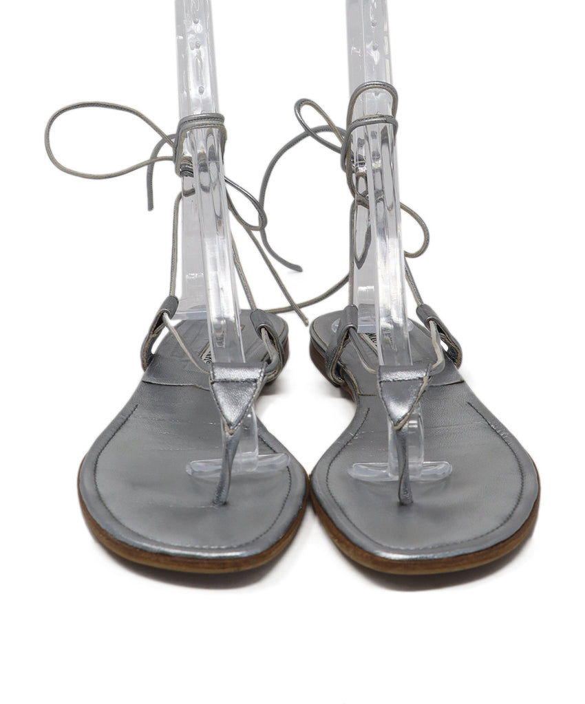 Manolo Blahnik Silver Leather Sandals 3