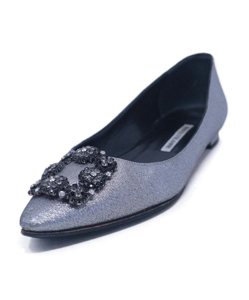 Manolo Blahnik Silver Rhinestone Flats 