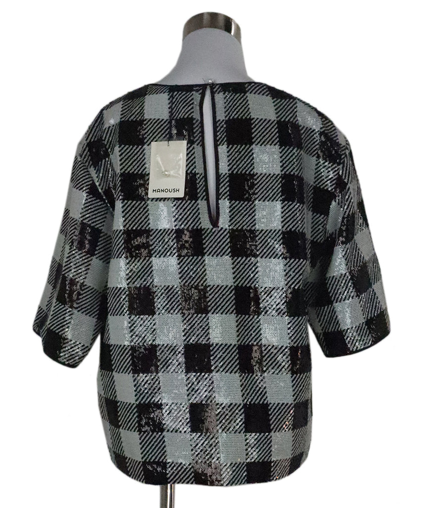 Manoush B&W Plaid Sequin Blouse 2