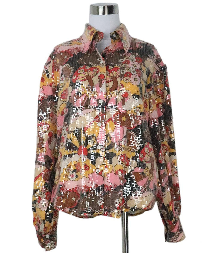 Manoush Floral Print Sequin Blouse 