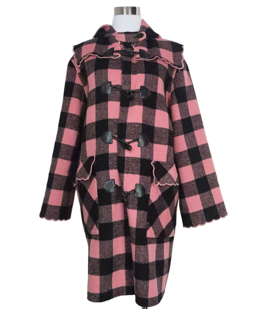 Manoush Black & Pink Check Wool Coat 