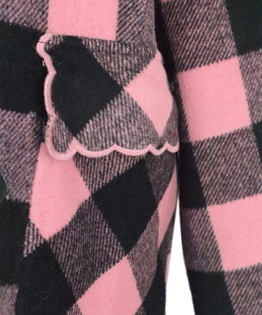 Manoush Black & Pink Check Wool Coat 5