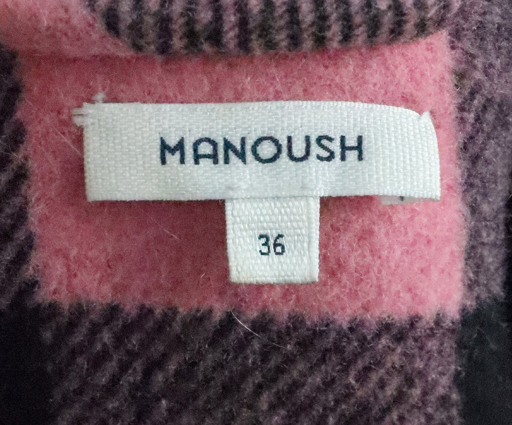 Manoush Black & Pink Check Wool Coat 3