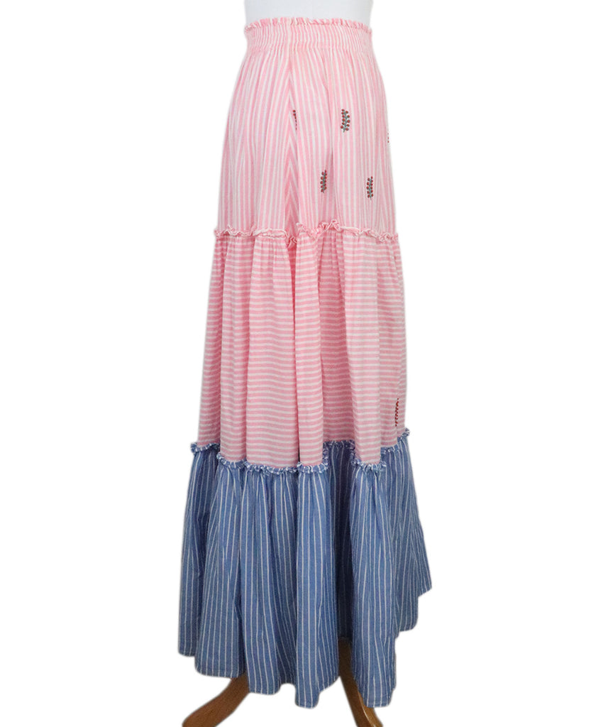 Manoush Pink & Blue Striped Long Skirt 1