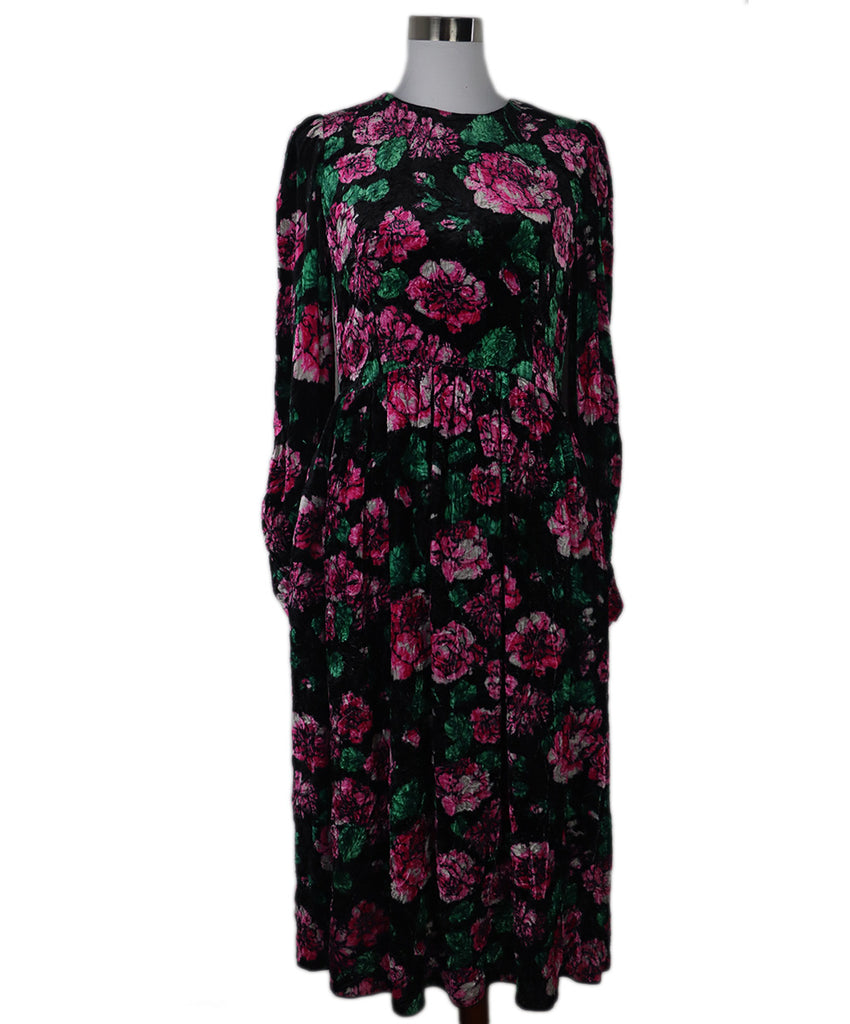 Marc Jacobs Black Multicolor Floral Velvet Dress 