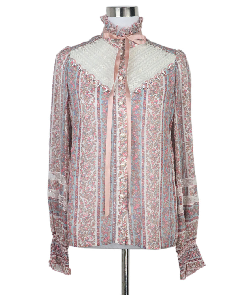 Marc Jacobs Pink Blue & Ivory Blouse 