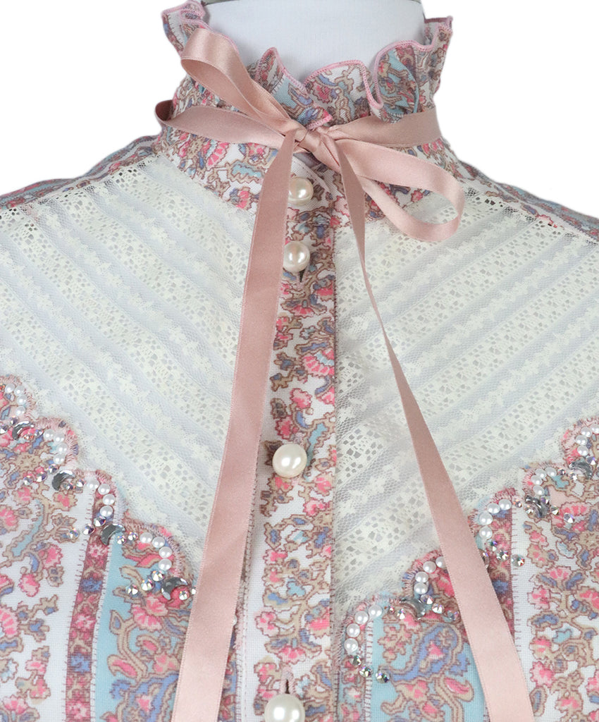 Marc Jacobs Pink Blue & Ivory Blouse 5