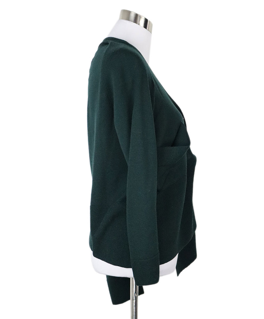 Margiela Green Off-The-Shoulder Wool Cardigan 1