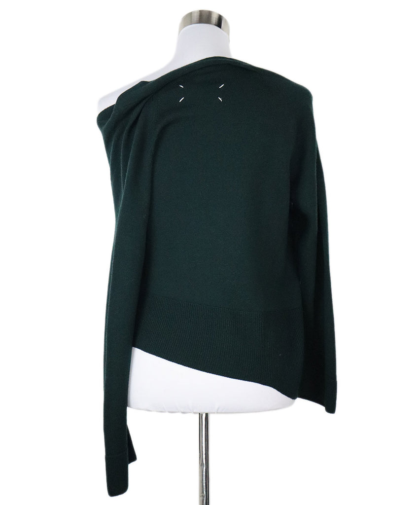 Margiela Green Off-The-Shoulder Wool Cardigan 2