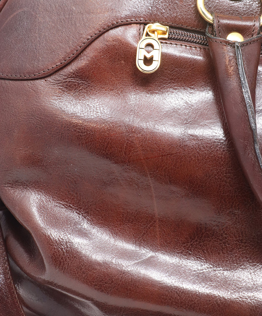 Marino Orlandi Burgundy Leather Duffle Bag 8