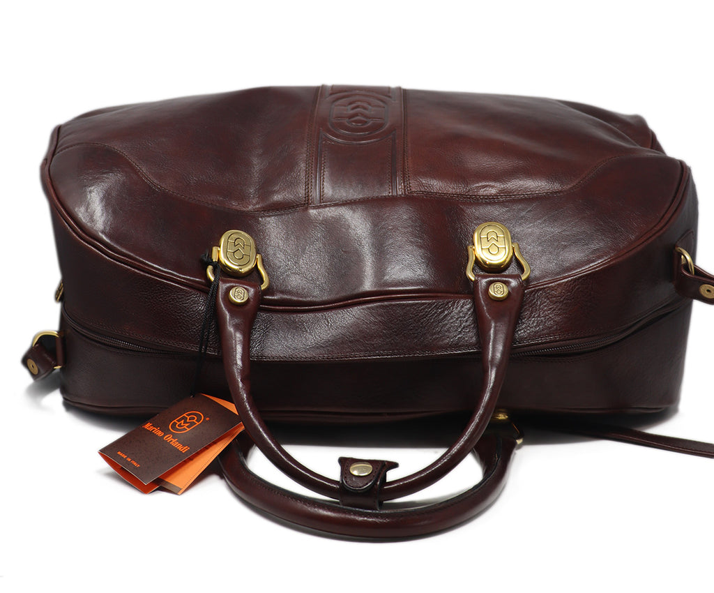 Marino Orlandi Burgundy Leather Duffle Bag 4