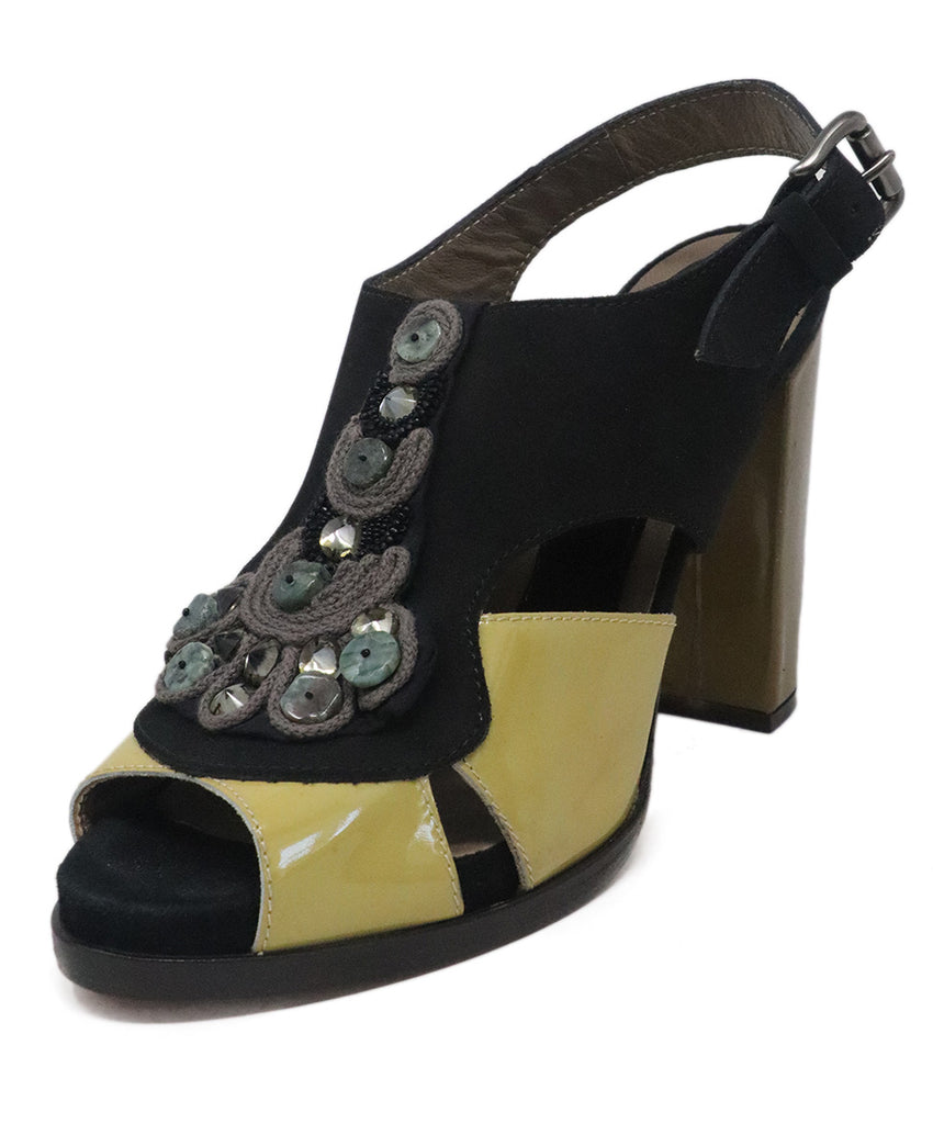 Marni Black Suede & Yellow Patent Heels 