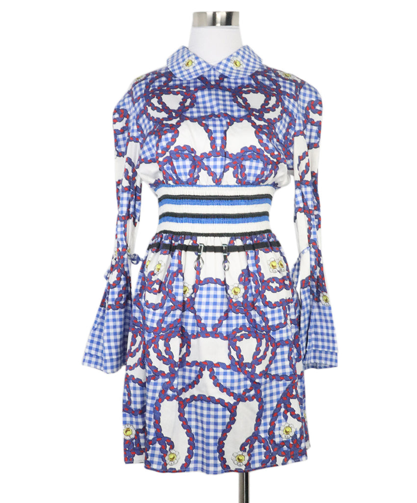 Mary Katrantzou Blue & White Print Dress 