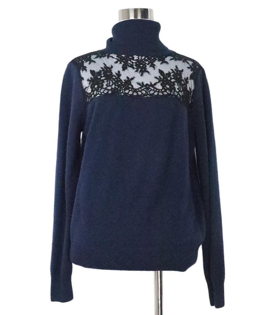 Mason Navy Cashmere & Black Lace Sweater 