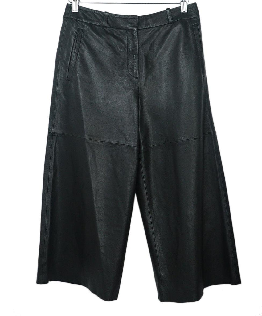 Max Mara Black Leather Cropped Pants 