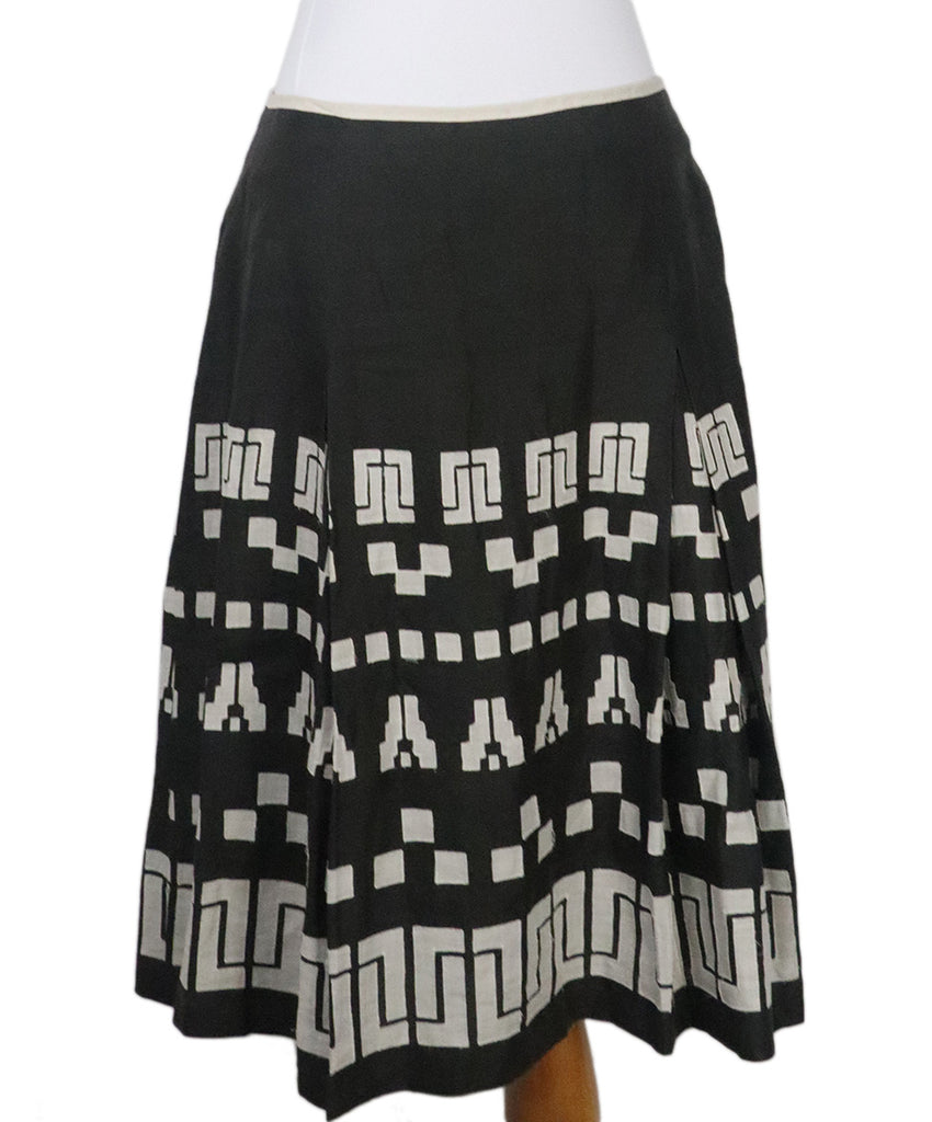 Max Mara Charcoal & Ivory Cotton Skirt 