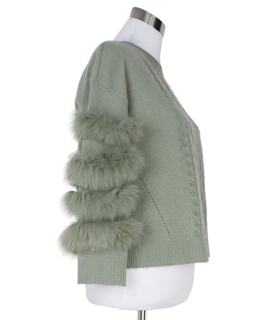 Max & Moi Green Cashmere & Fox Trim Sweater sz 4 - Michael's Consignment NYC