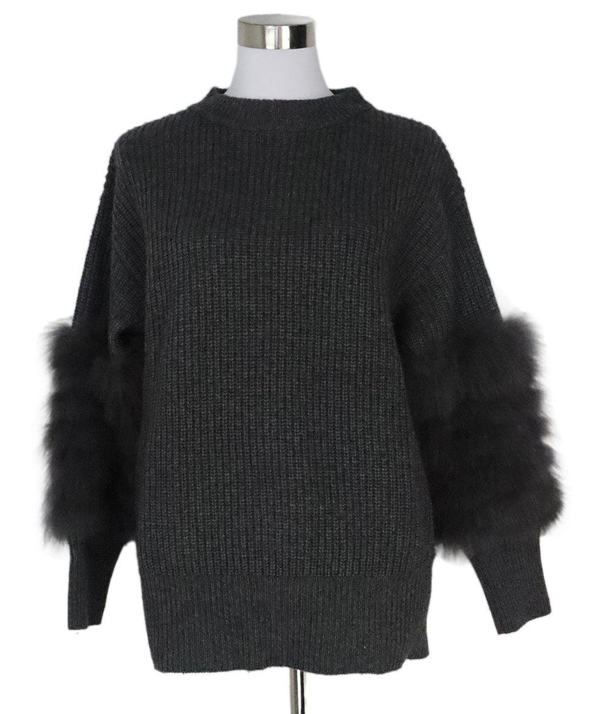 Max & Moi Grey Cashmere & Fox Trim Sweater sz 4 - Michael's Consignment NYC