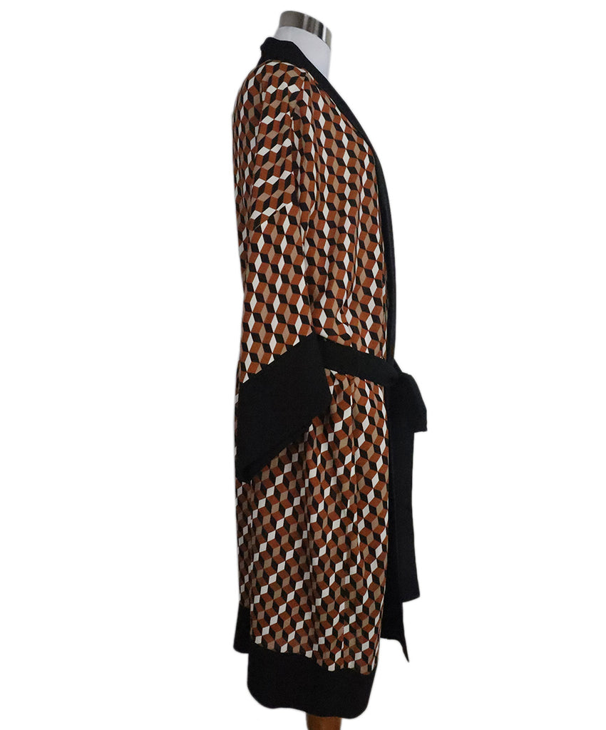 Michael Kors Brown & Black Print Silk Cardigan 1