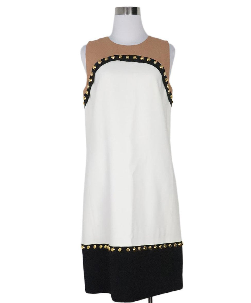 Michael Kors Black White & Tan Gold Stud Dress sz 8 - Michael's Consignment NYC