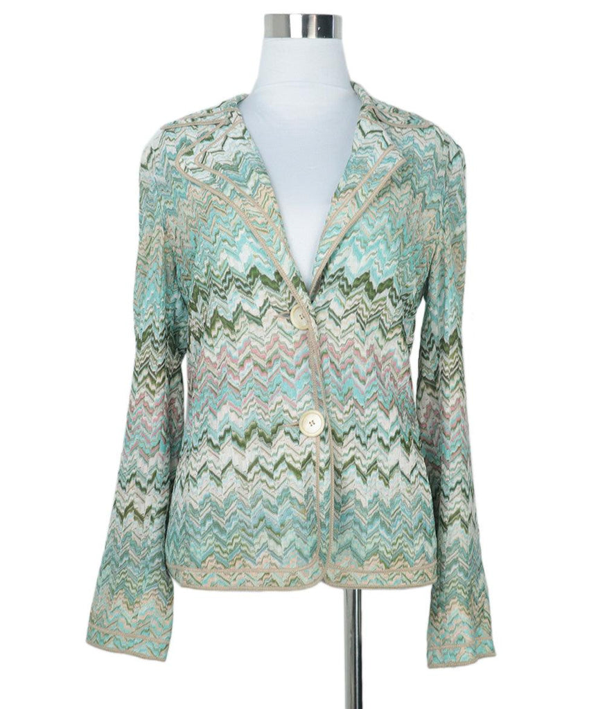 Missoni Green & Beige Knit Blazer 