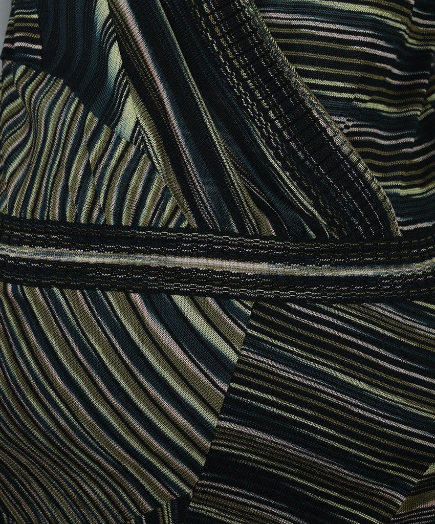 Missoni Black & Green Striped Silk Dress 5