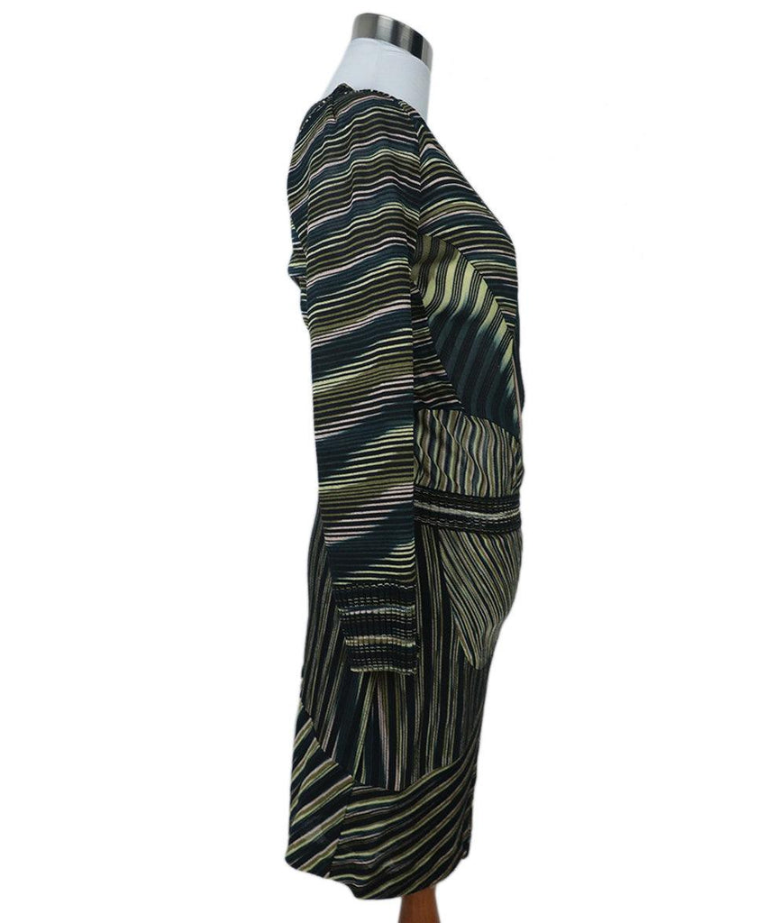 Missoni Black & Green Striped Silk Dress 1