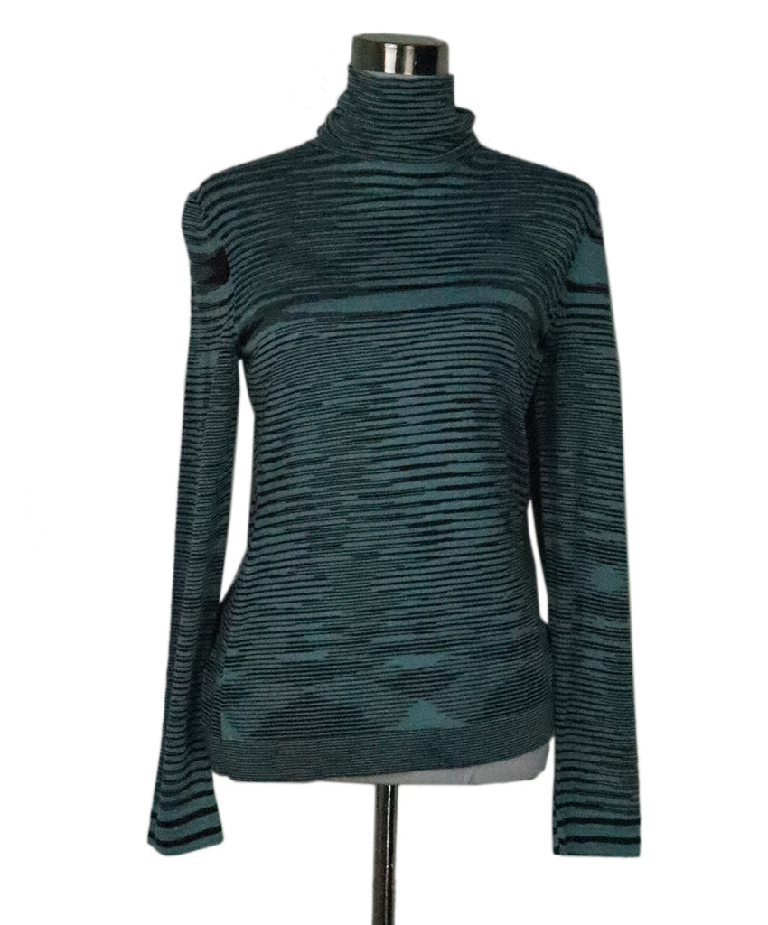 Missoni Blue & Black Stripes Wool Sweater 