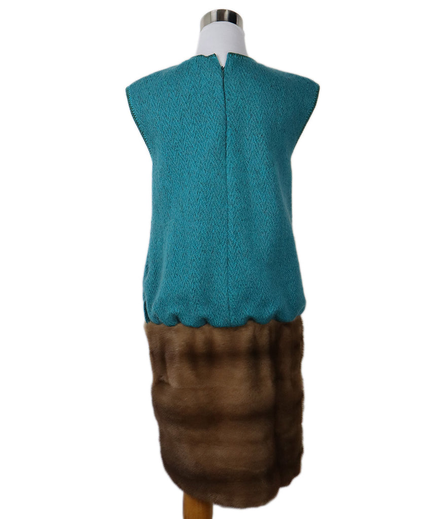 Missoni Teal Wool & Brown Mink Dress 2