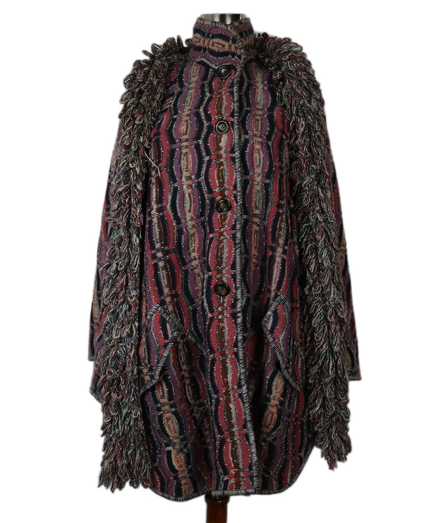 Missoni Purple Knit Wool Poncho 