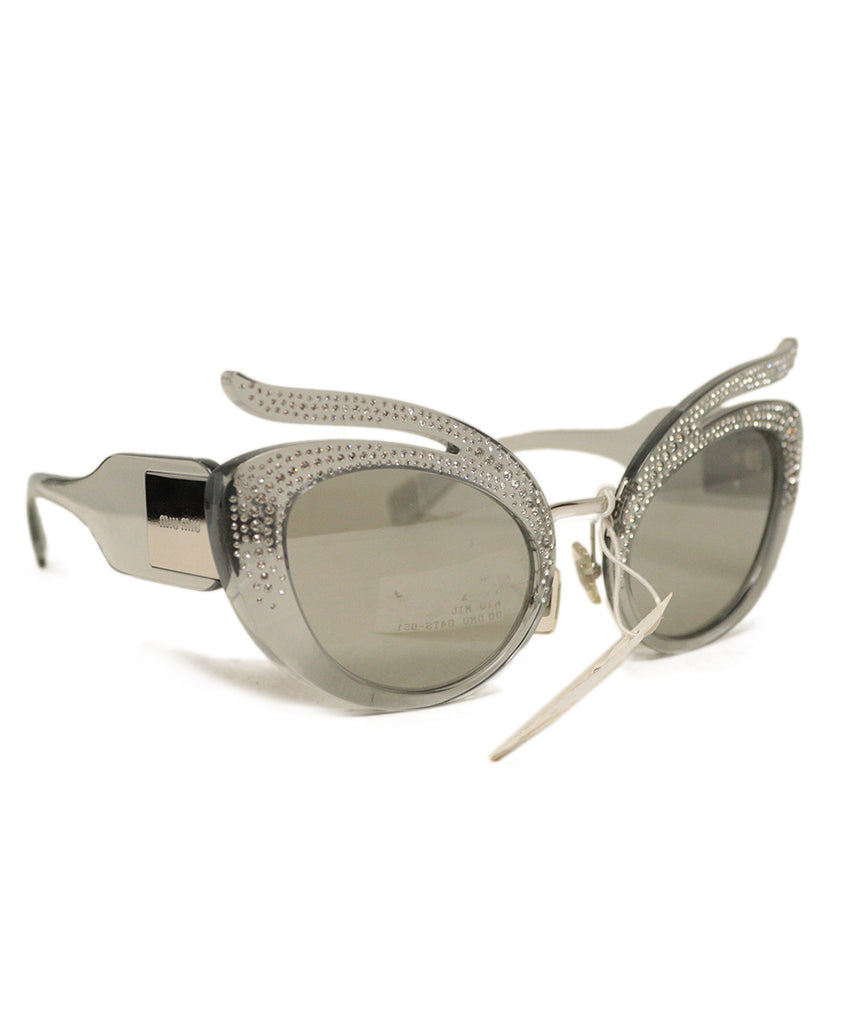 Miu Miu Grey Rhinestone Sunglasses 