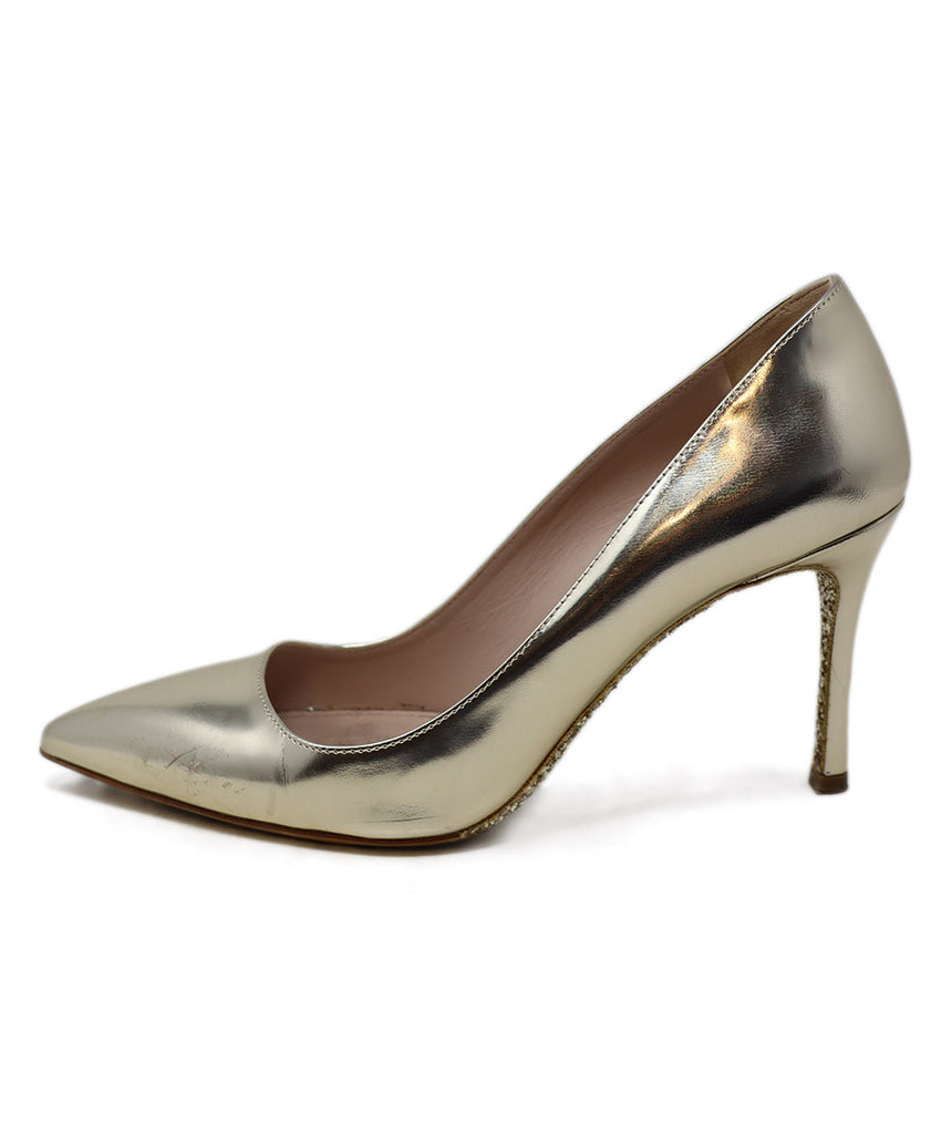 Miu Miu Gold Leather & Glitter Heels 1