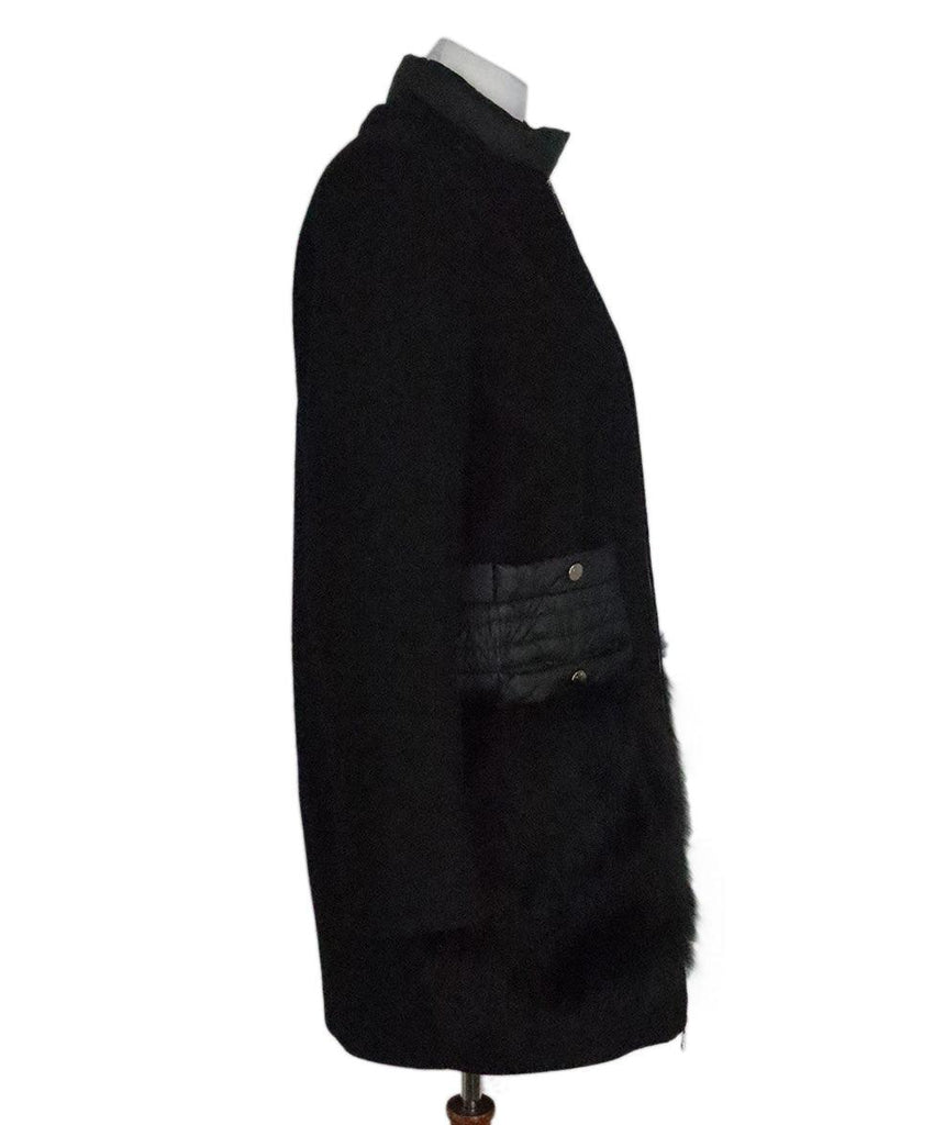 Moncler Black Wool Coat w/ Fur Trim sz 4 - Michael's Consignment NYC