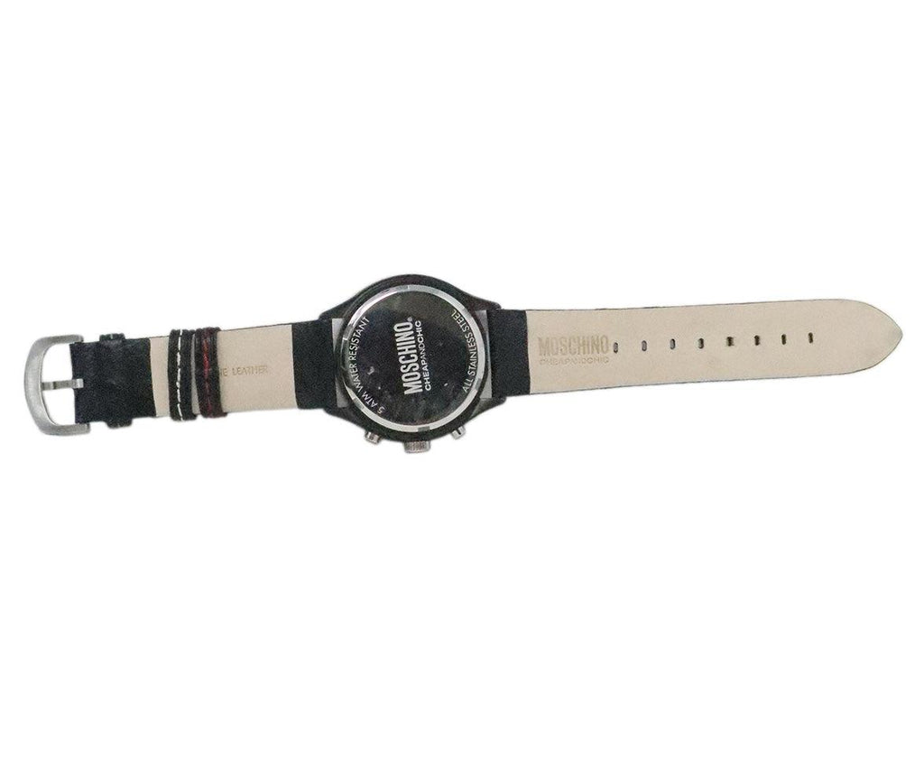 Moschino Black Leather & Stainless Steel Watch - Michael's Consignment NYC