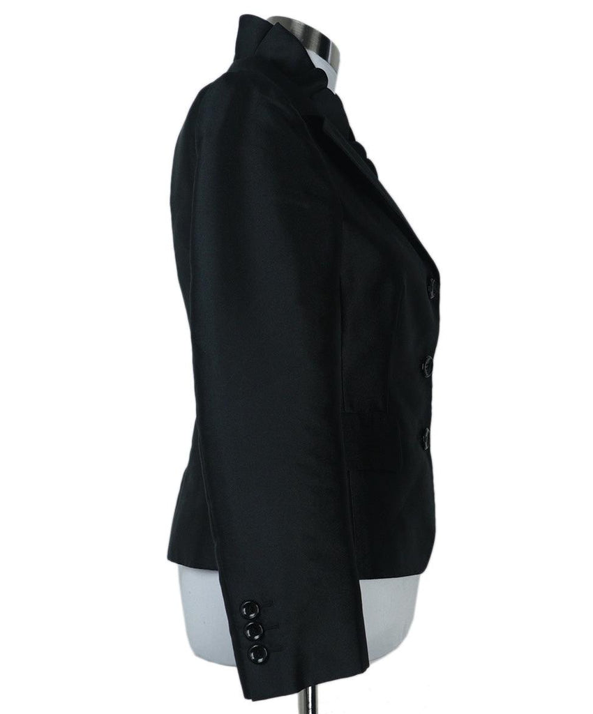 Moschino Black Silk Ruffle Trim Blazer 1