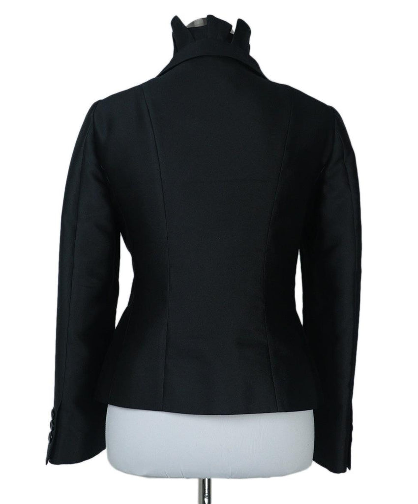 Moschino Black Silk Ruffle Trim Blazer 2