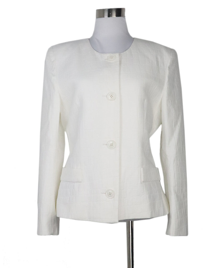 Moschino White Textured Cotton Jacket 