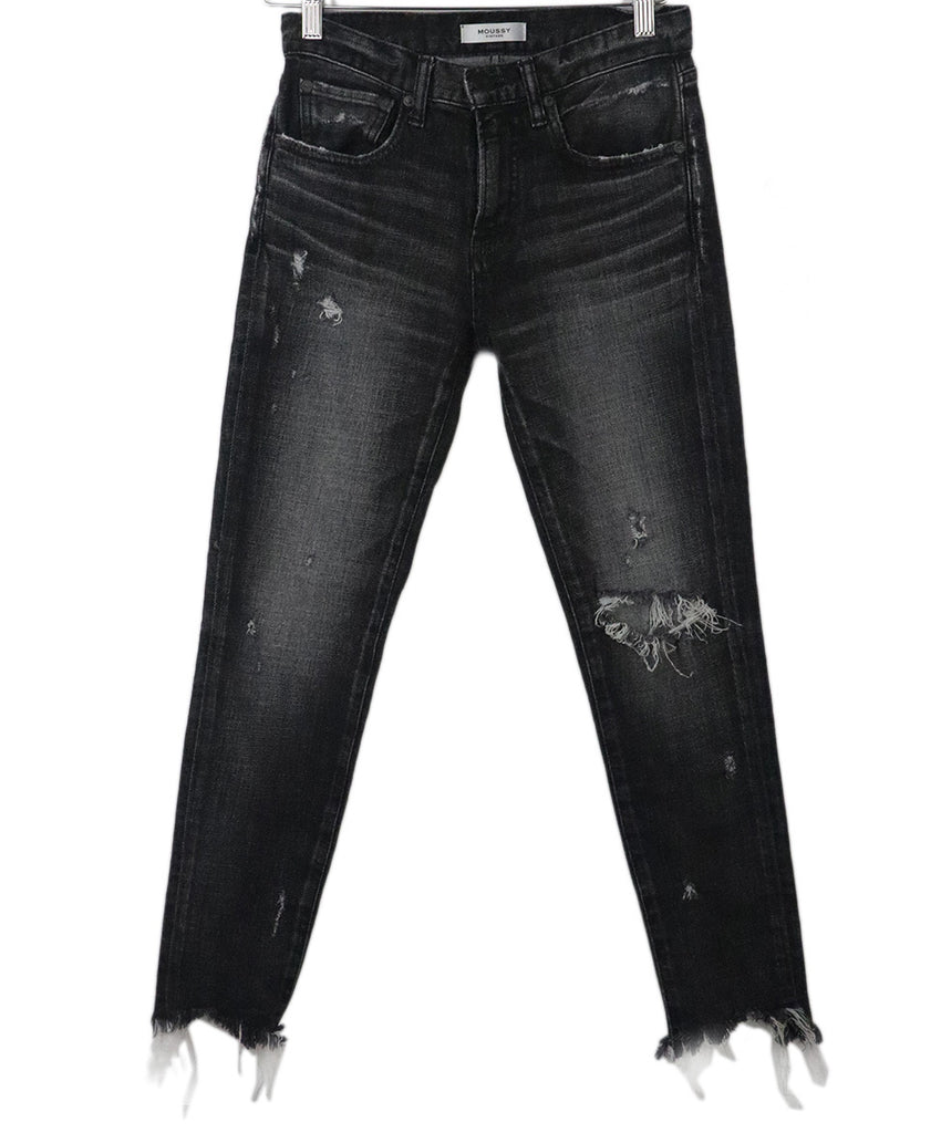 Moussy Black Distressed Denim Pants 