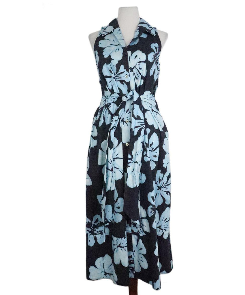 Natori Blue Floral Print Dress sz 4 - Michael's Consignment NYC