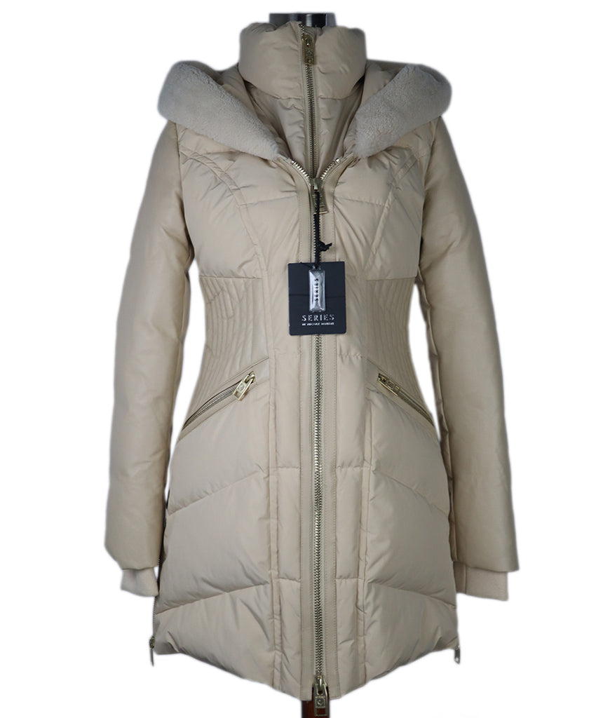 Nicole Benisti Cream Nylon Leather Coat 