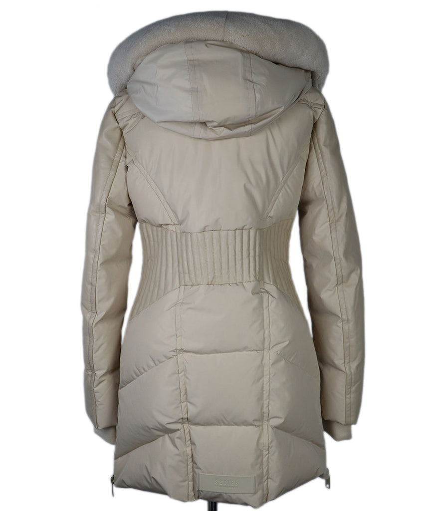 Nicole Benisti Cream Nylon Leather Coat 2