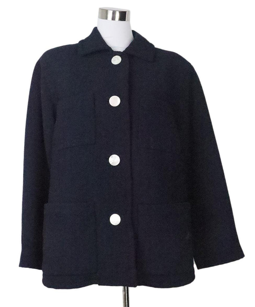 Oscar De La Renta Navy Wool Jacket 